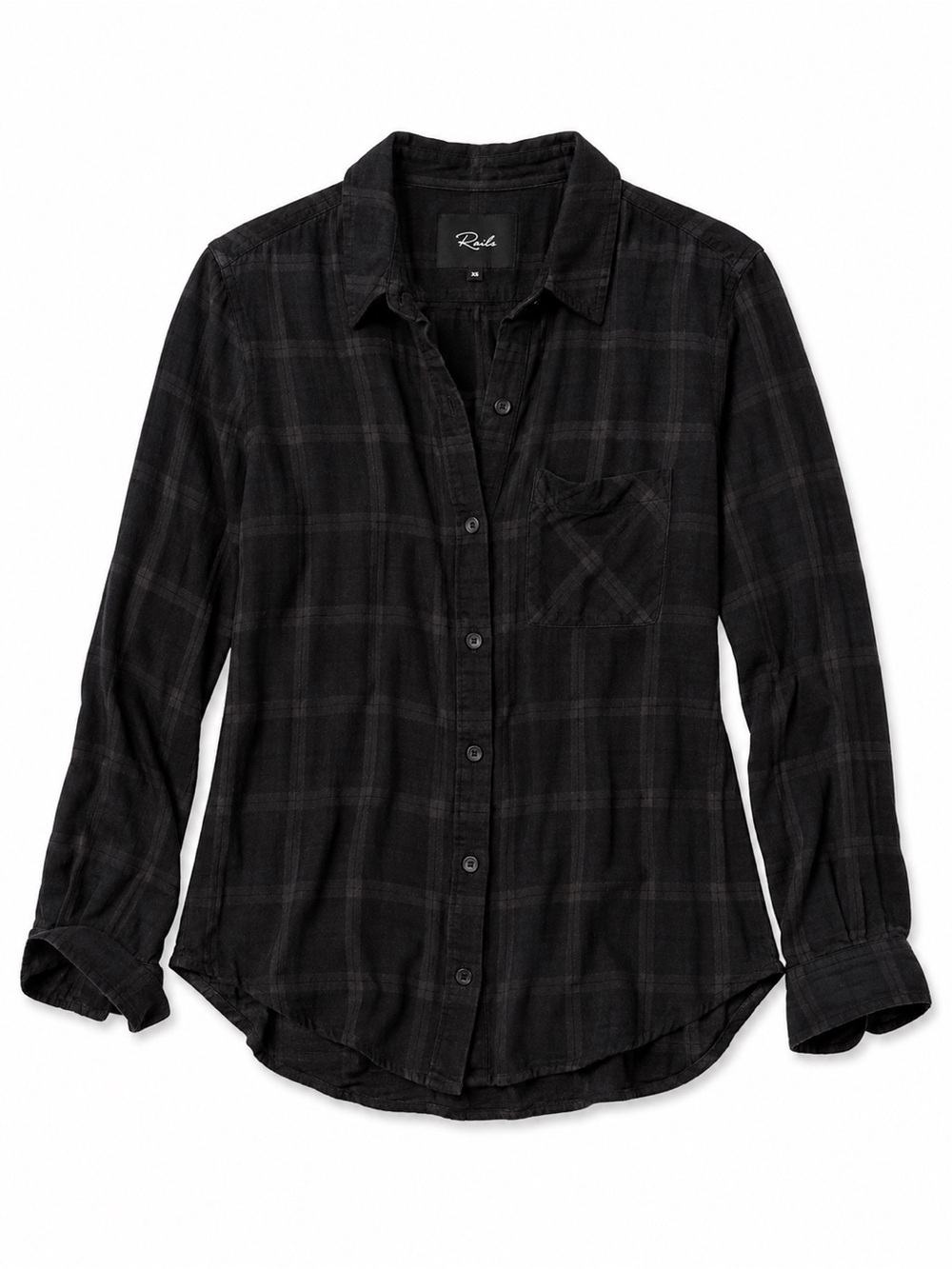 Rails Black Plaid Button Down Shirt Soft Lightweight Long Sleeve Medium